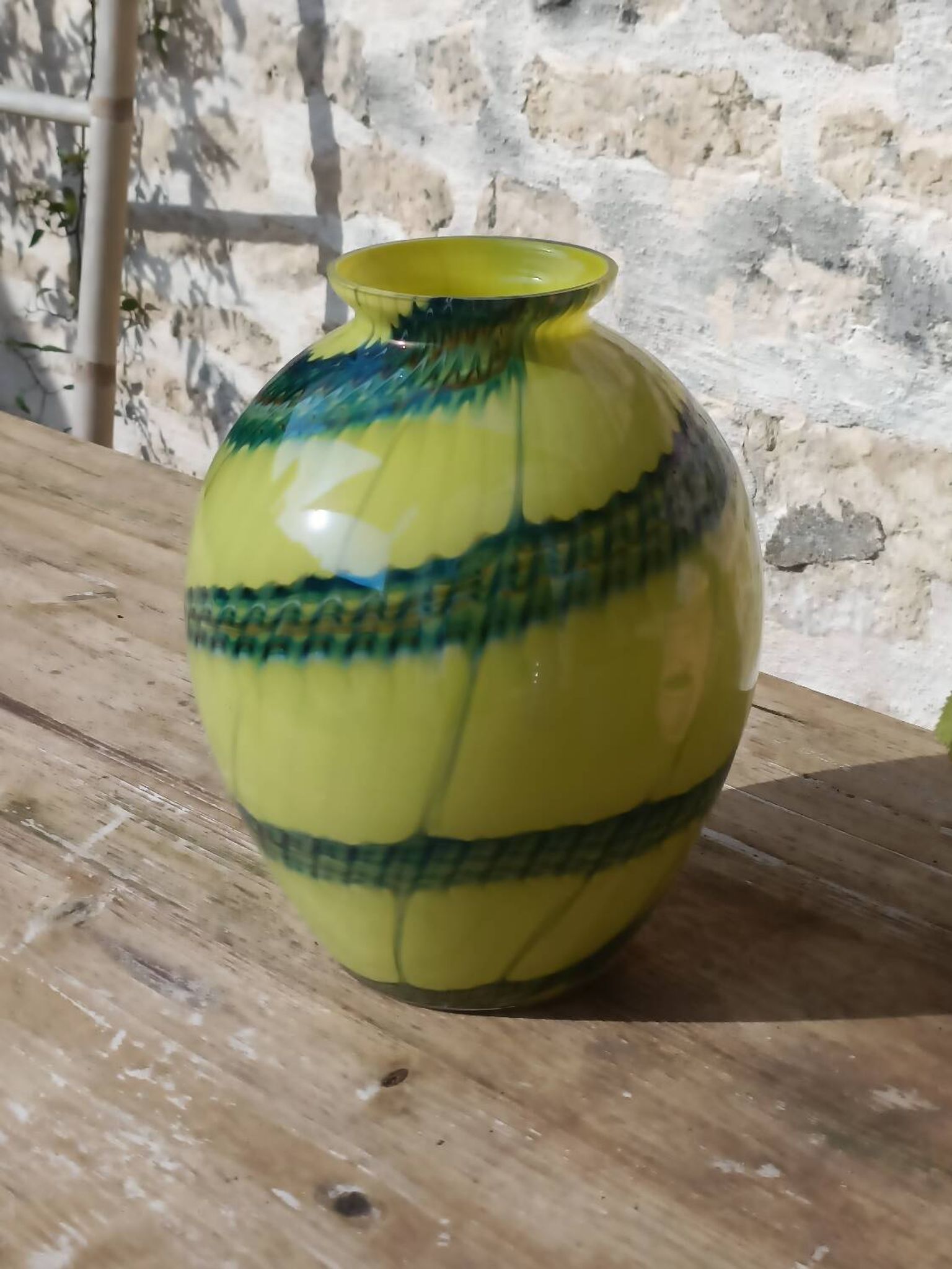 Two-tone blown glass vase from the 70s