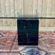 1970s square dining table, marble base and beveled glass top