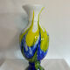 Large multicoloured blown glass vase – White, cobalt blue and green.