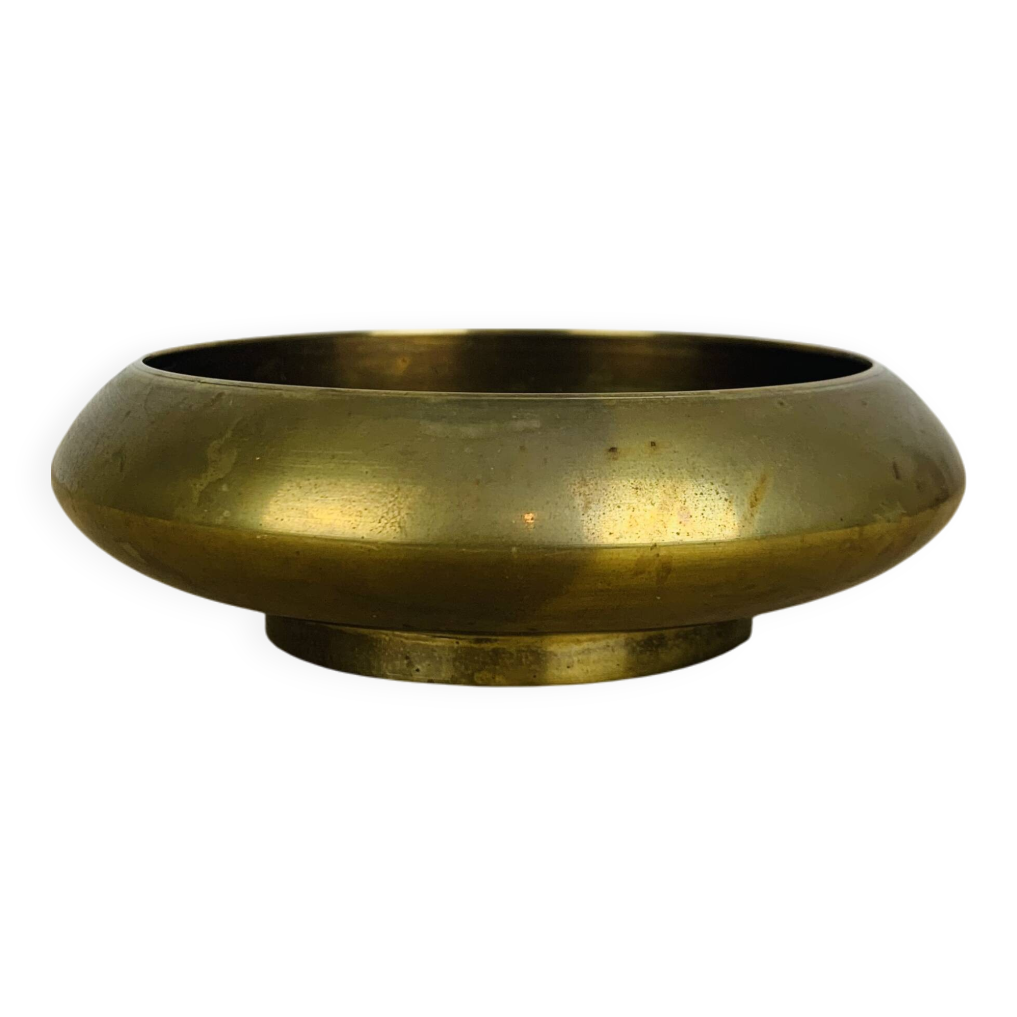 Vintage round gold-plated brass pocket tray