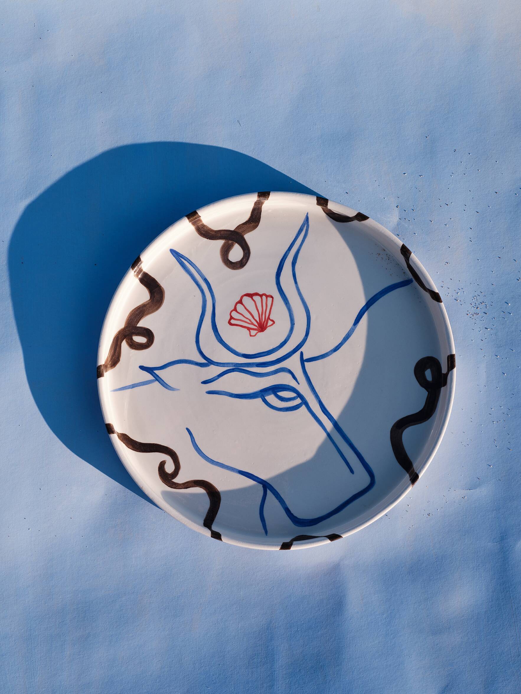 Taureau blanc - plateau en céramique