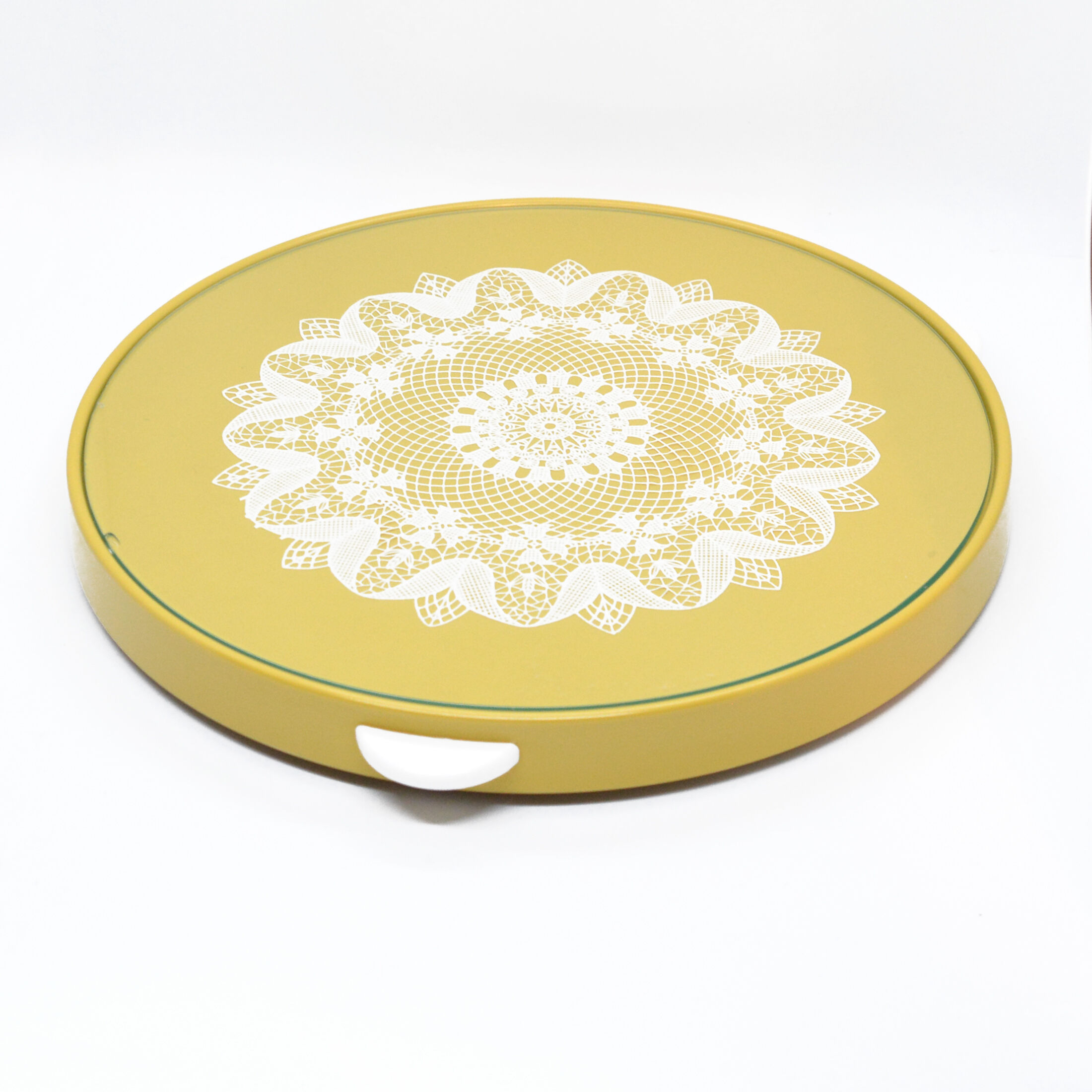 Yellow modernist cake turntable Germany, 1960