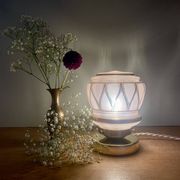 Vintage art deco globe table lamp in pink and gold glass