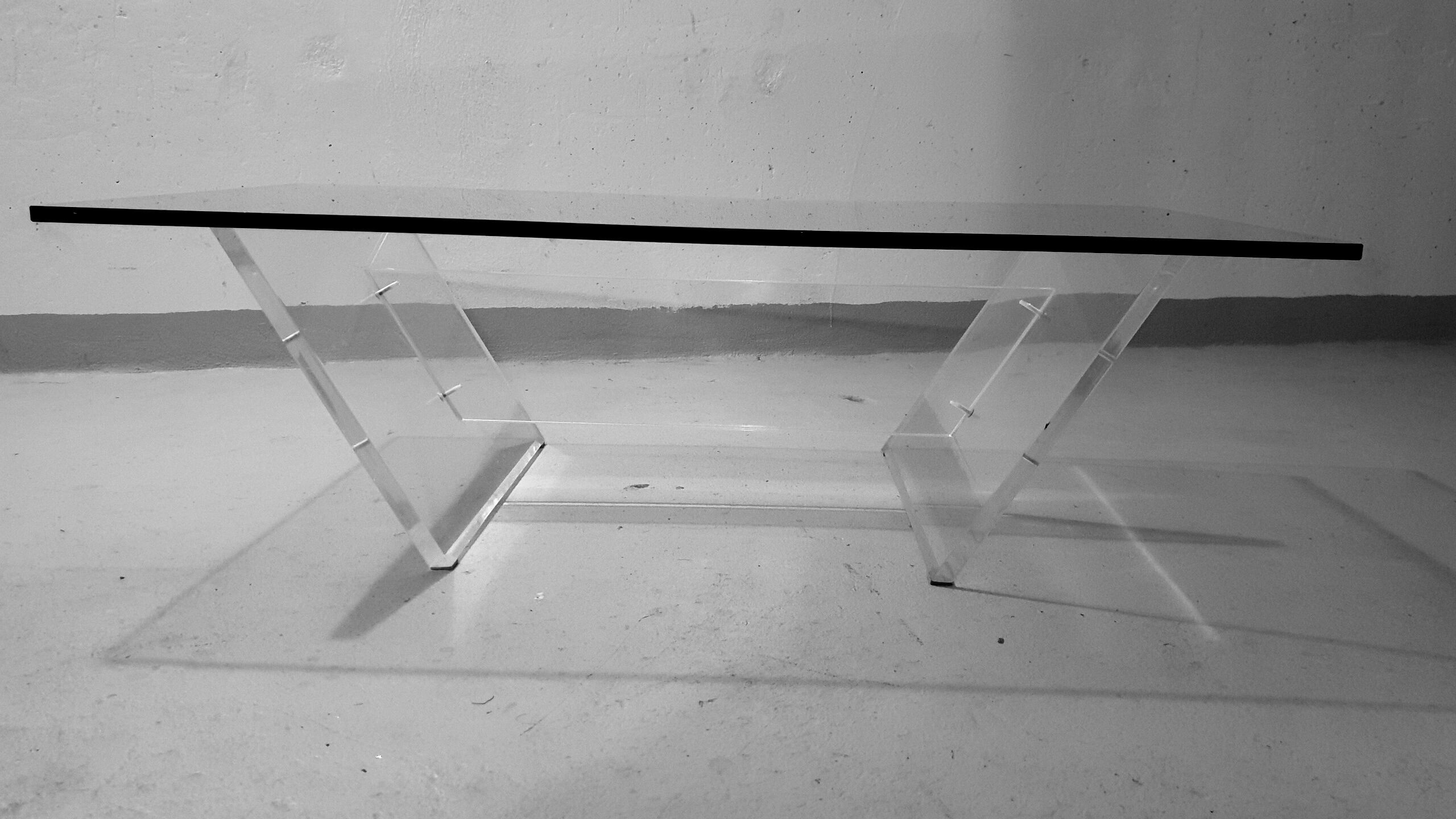 Glass and plexiglass coffee table 1970