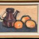 Original Swedish Oil on Panel – "Kattle and Oranges" by Herald – Signed – Dated 1966 – Framed Vintage Piece