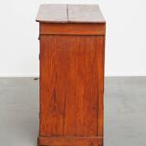 Antique Cabinet in Red/Brown with 2 Doors and a Drawer with Working Lock