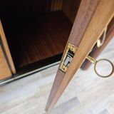 Art Decò Sideboard in Mahogany and Maple with Black Glass and Brass Finishi