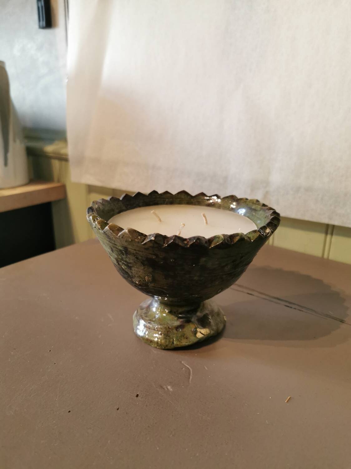 Candle in Tamegroute bowl. Amber