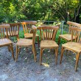 Set of 8 vintage bistro chairs 1950