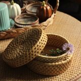 Vintage round wicker basket