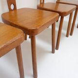 Set of 6 wooden T backs Dining Chairs - 1960s