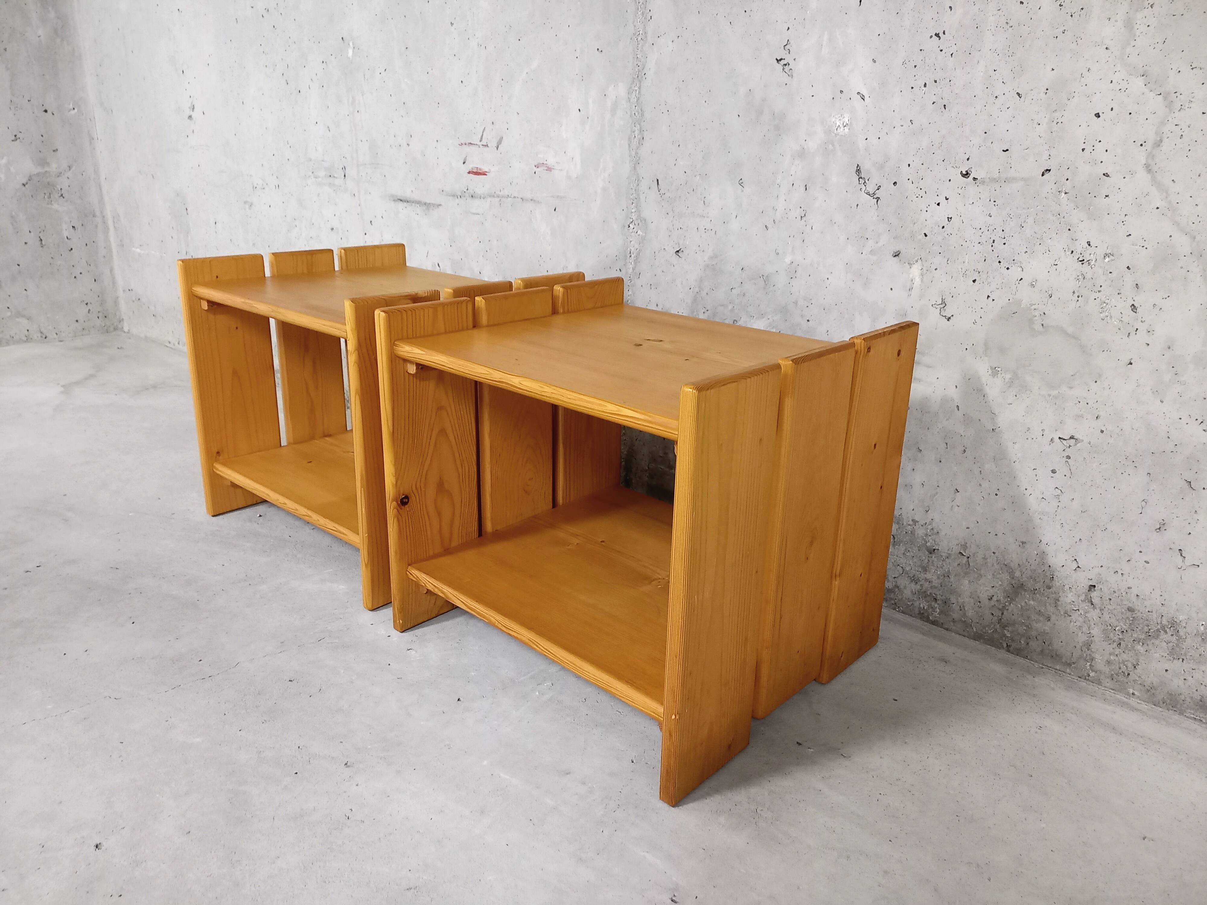 Pair of vintage pine bedside tables 70s 80s