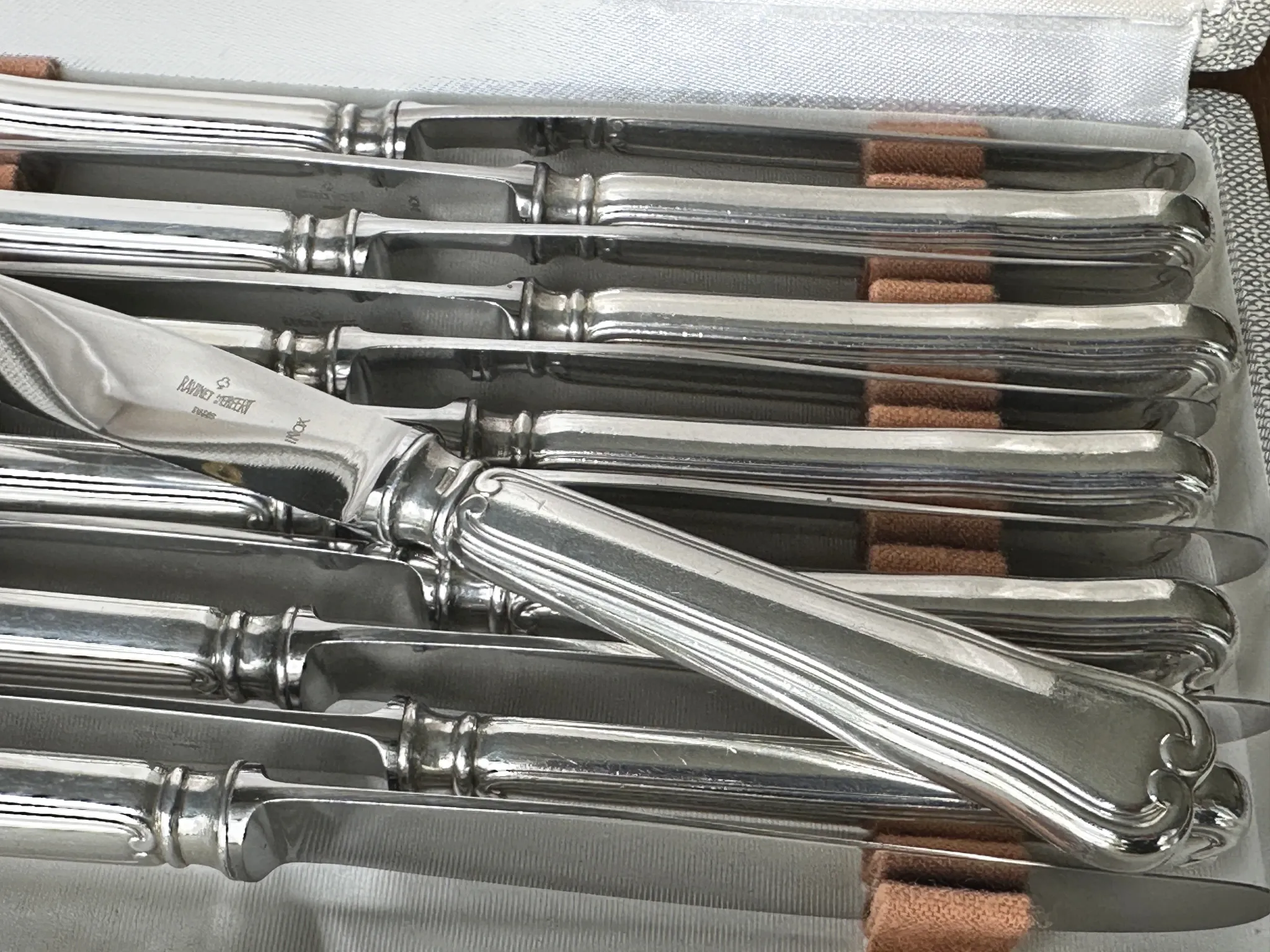 12 silver-plated dessert knives Ravinet D'enfert model Filet Contours