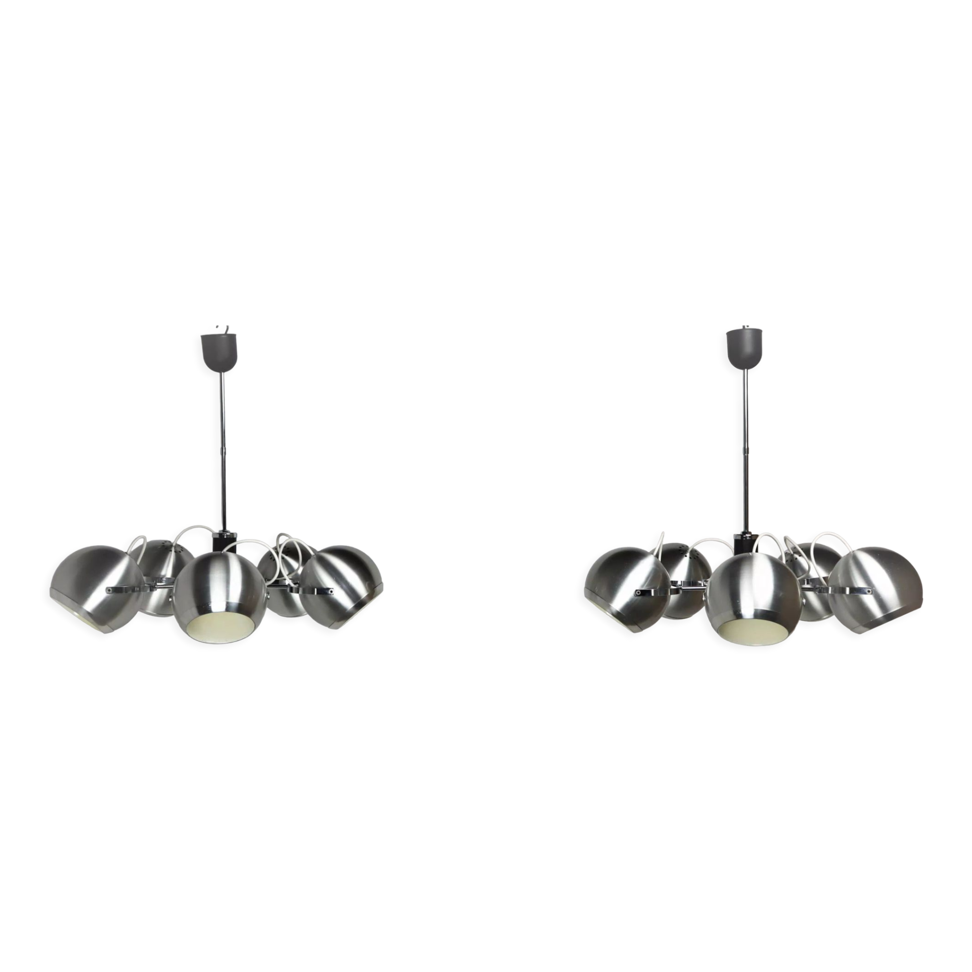 2 Vintage metal ball ceiling lamps 1960