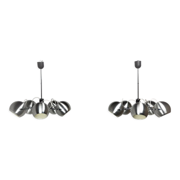 2 Vintage metal ball ceiling lamps 1960