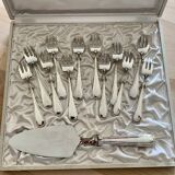 Dessert service 12 forks 1 silver metal shovel net model