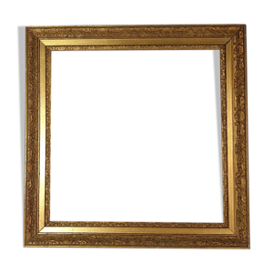 Cadre carré bois stuc doré feuille