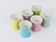 6 pastel daisy porcelain egg cups, Lilien, Austria, 1950s