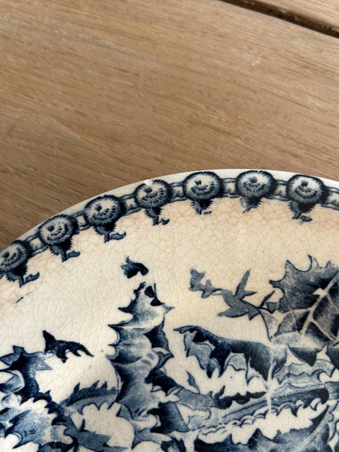 6 antique dessert plates, ironstone Gien Chardons