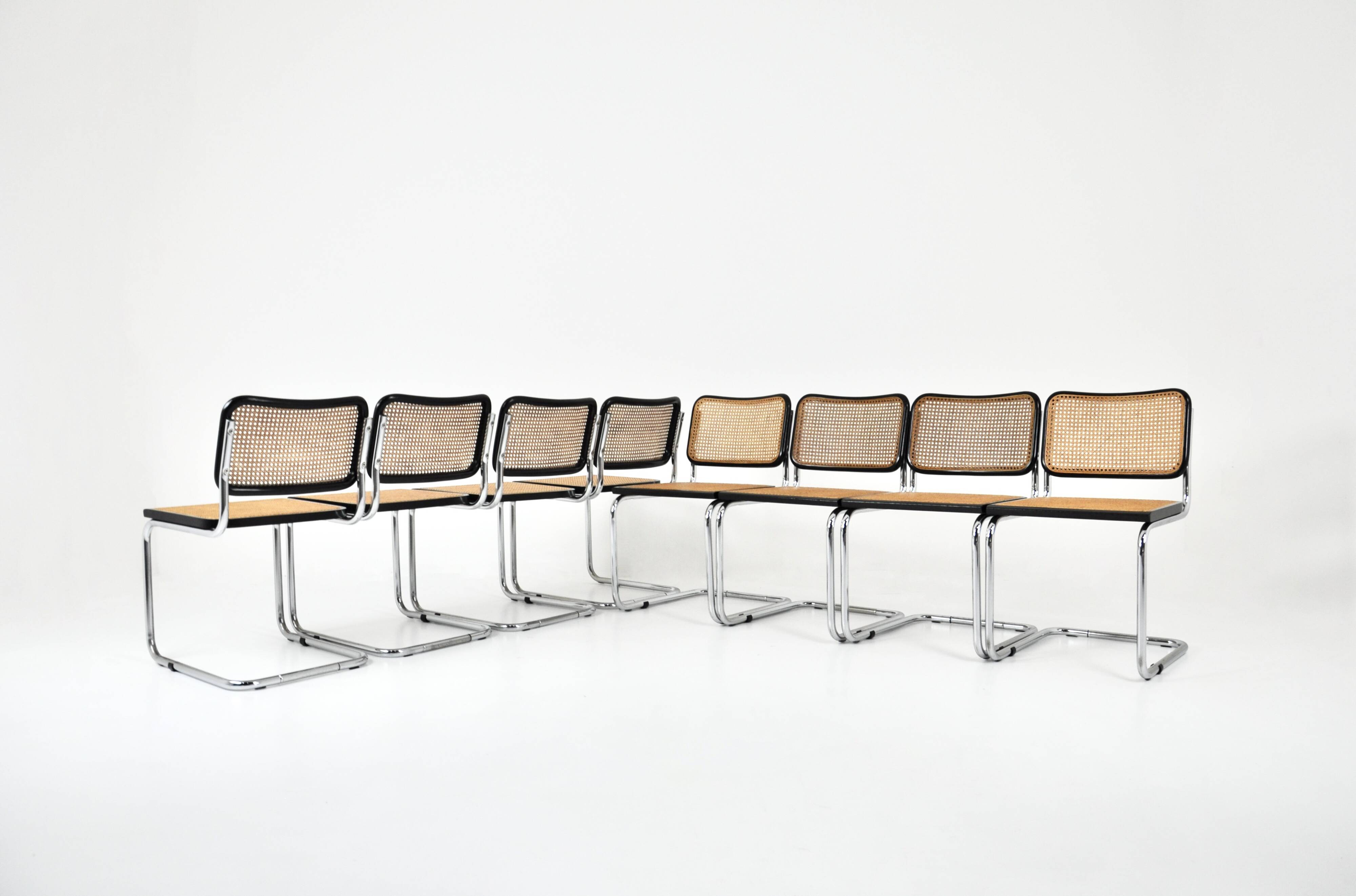 Set of 8 Style B32 dining room chairs by Marcel Breuer