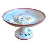 Compote dish/round bowl on foot Sarreguemines Butterfly decoration