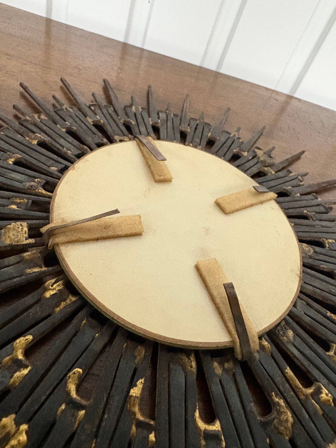 Brutalist round wrought iron mirror from the 60s/70s