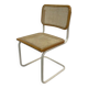 Chaise Cesca modèle b32 en blanc et bois par Marcel Breuer
