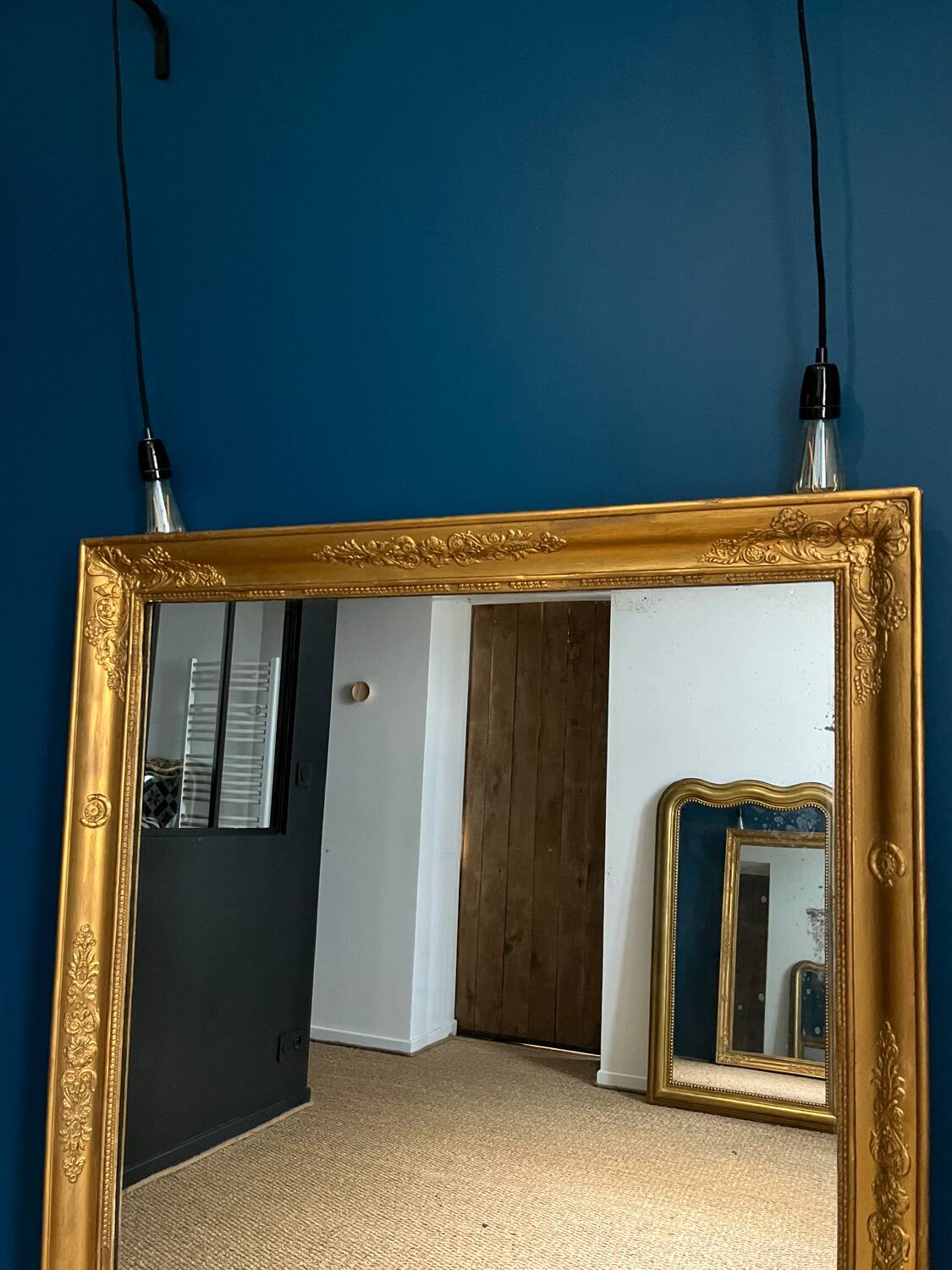 Old mirror 148.5cm/115.5cm mercury glass