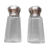 Pair of salt shaker/pepper maker in crystal and solid silver - Art Deco 1920/1930