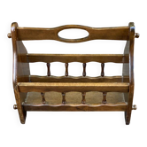 Magazine rack document holder in solid wood dark oak satin 45cm