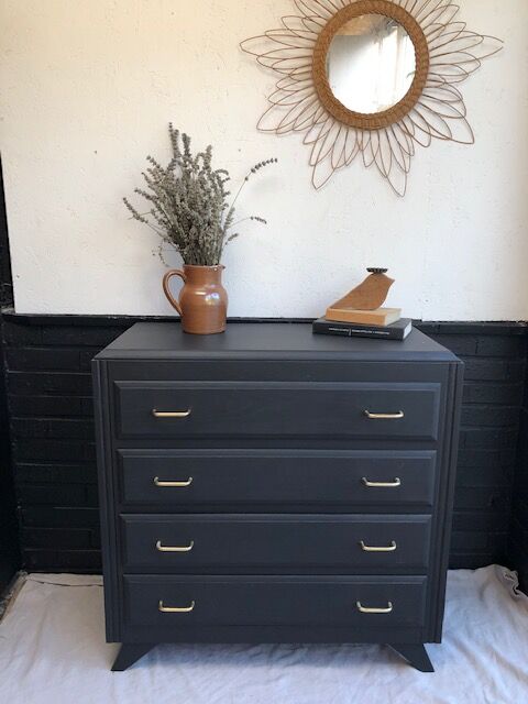 Vintage chest of drawers compass feet