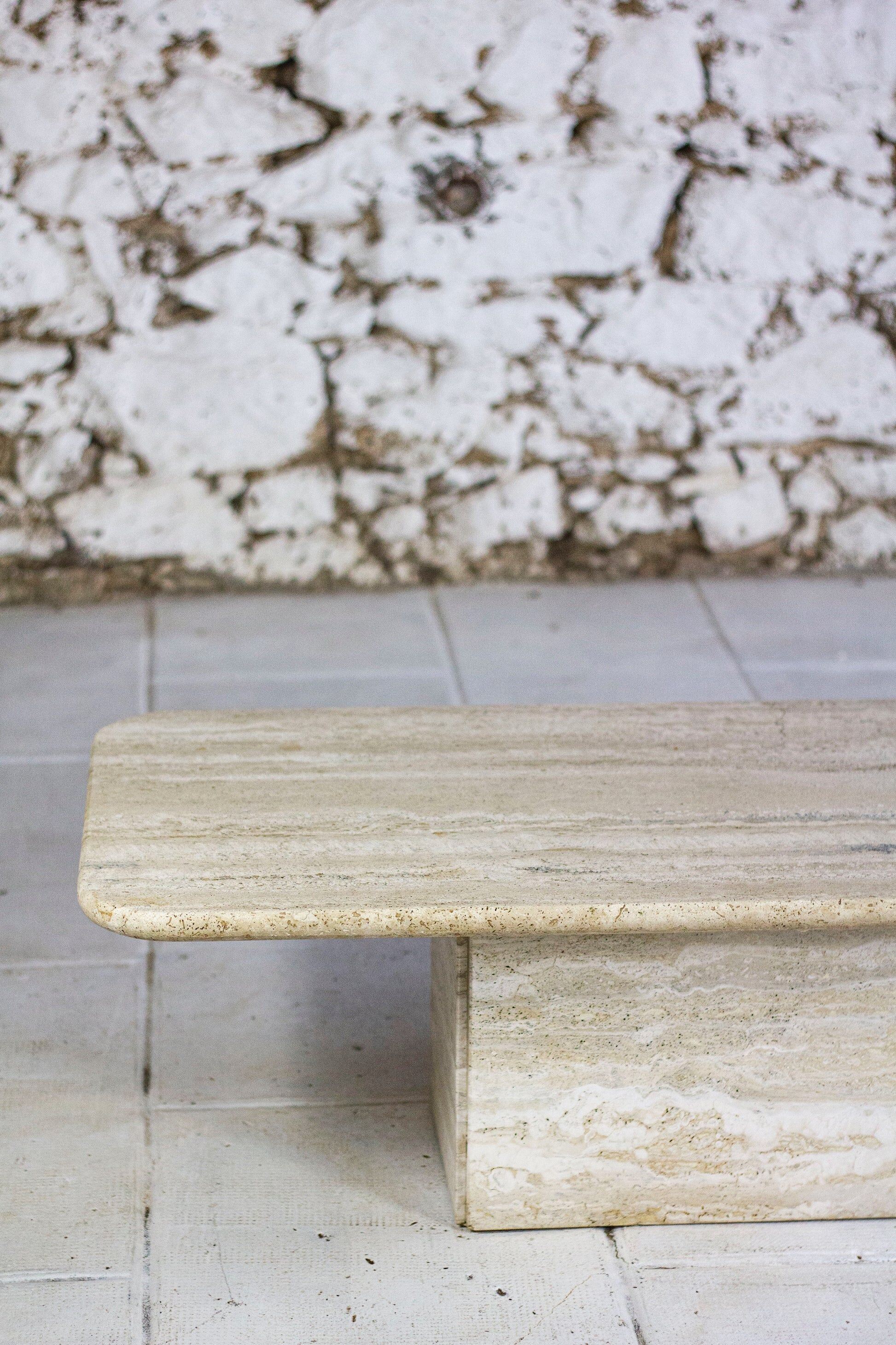 Italian travertine coffee table, 1980