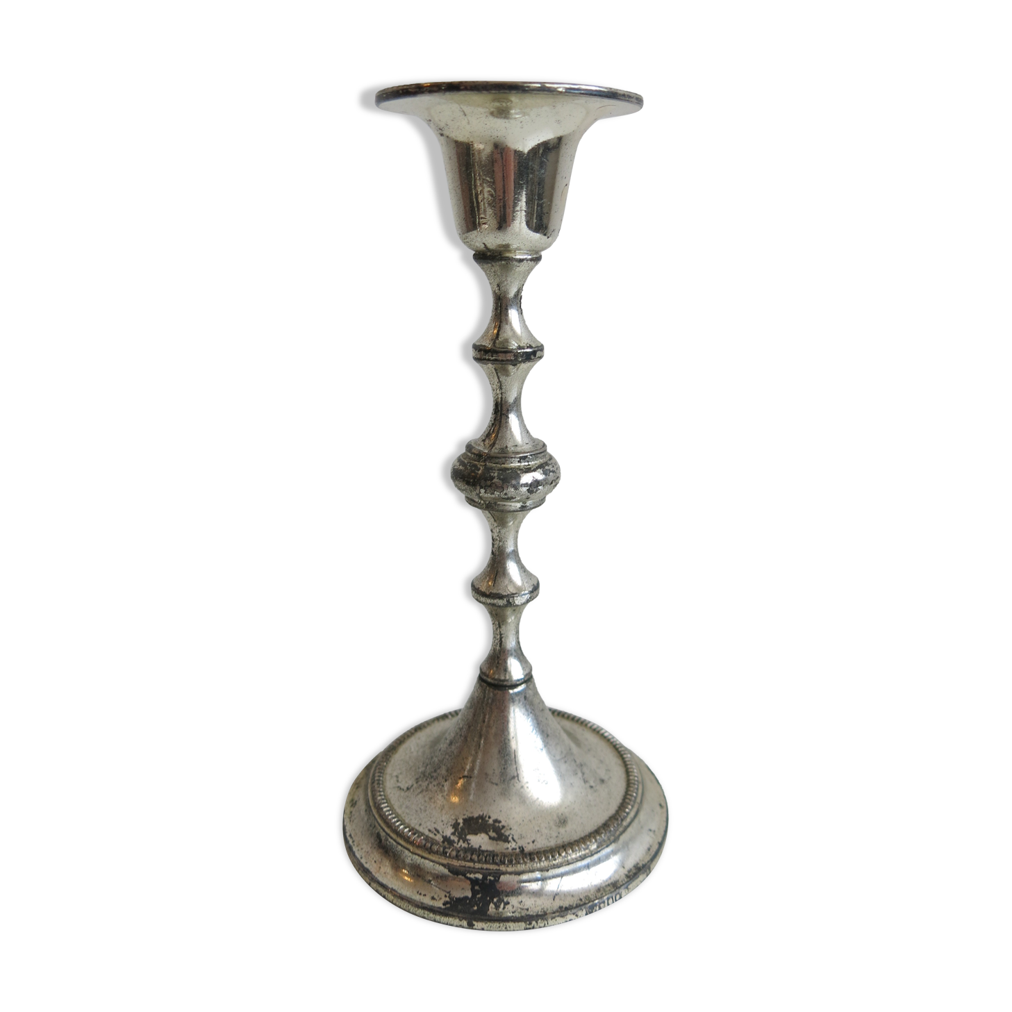 Right candle holder in silver metal from BMF West-Germany