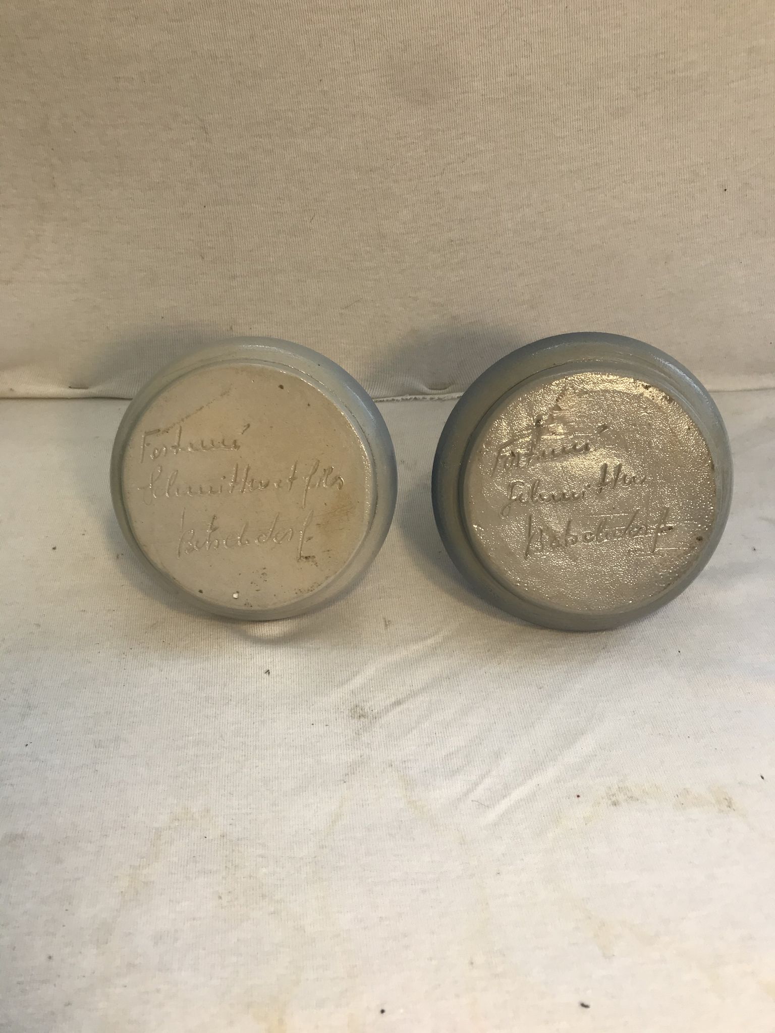 Pair of Betschdorf Schmitter ceramics bougeoirs