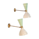 Pair of wall light diabolo white and sage green