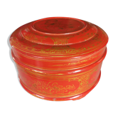 Old Asian wooden round box in lasca