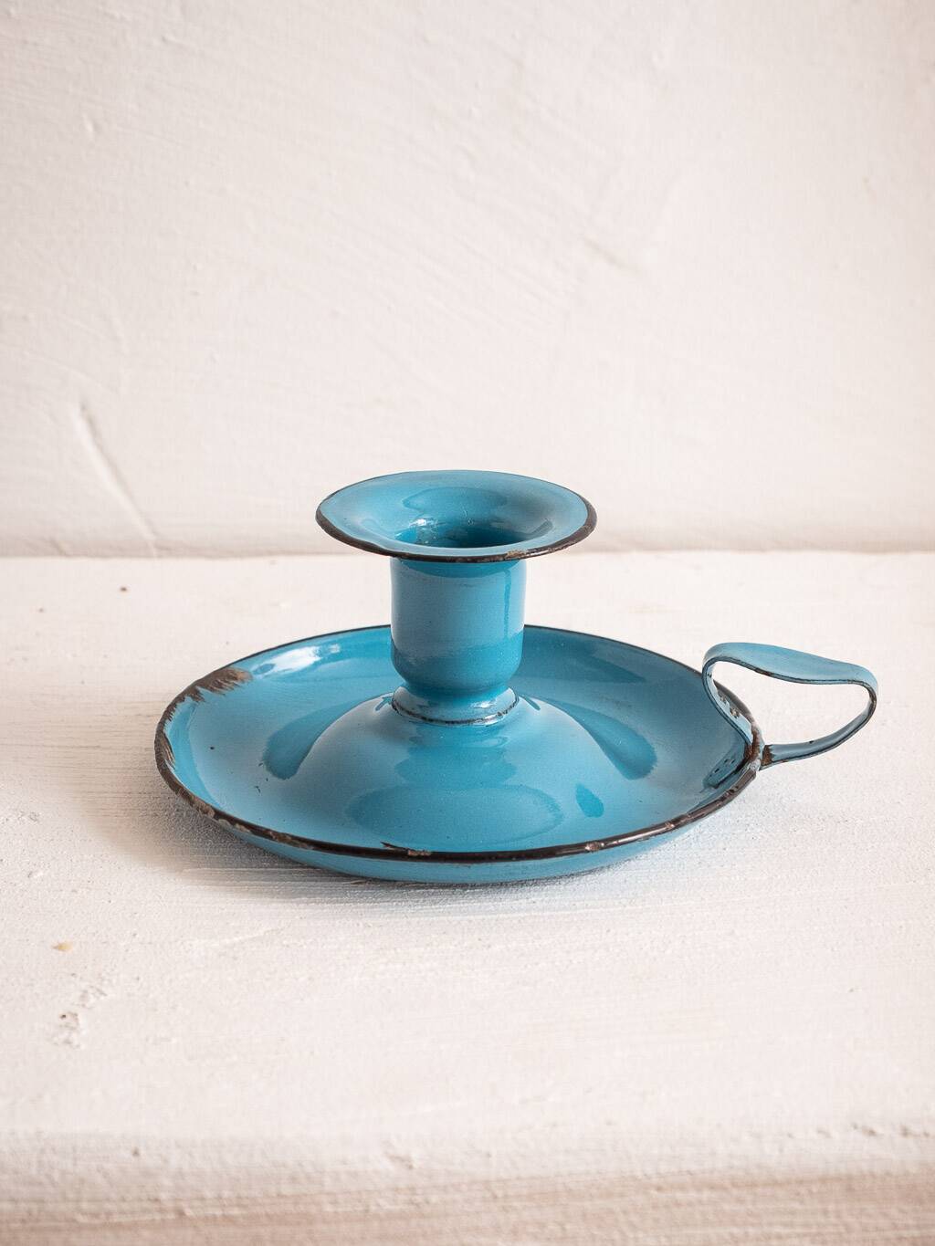blue metal candle holder