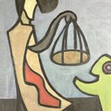 Tableau "Échange surréaliste" signé Molome 57