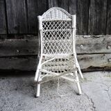 Ancien Fauteuil Pour Enfant en Osier Blanc