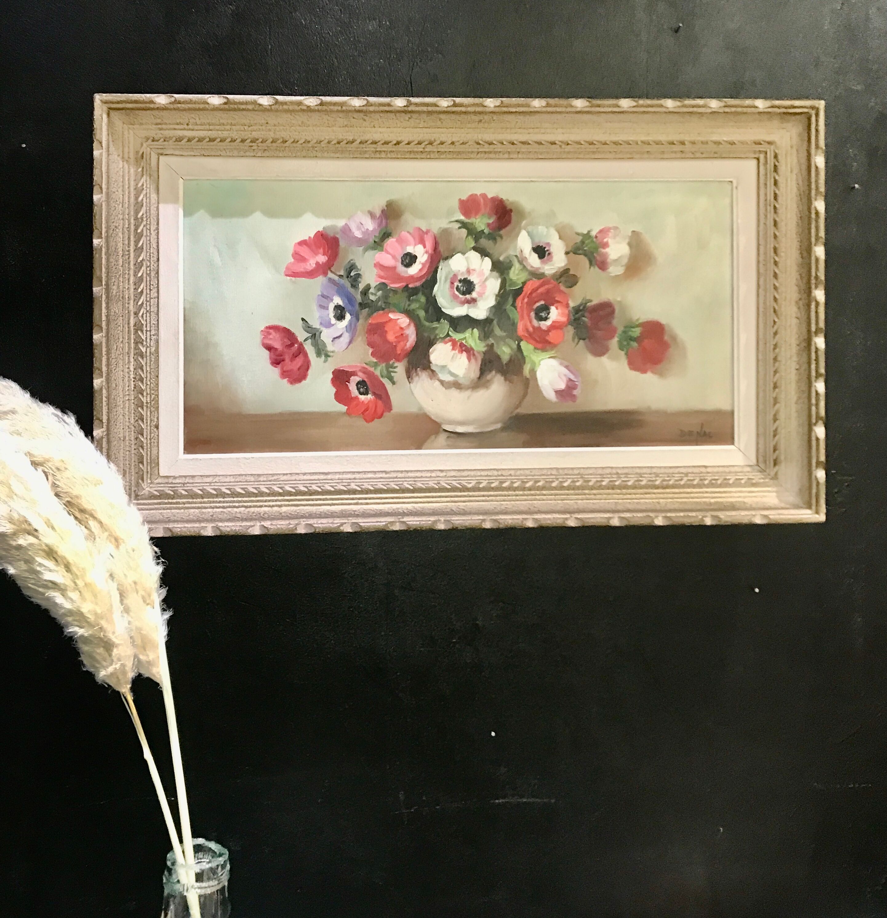 Painting on canvas bouquet of anemones