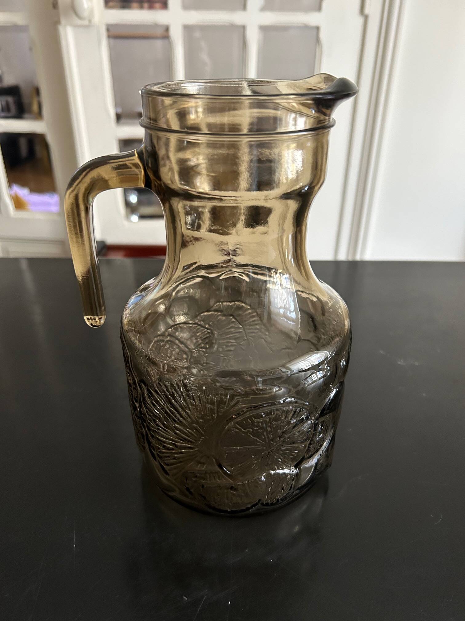 Pitcher and 6 orangeade glasses 1970