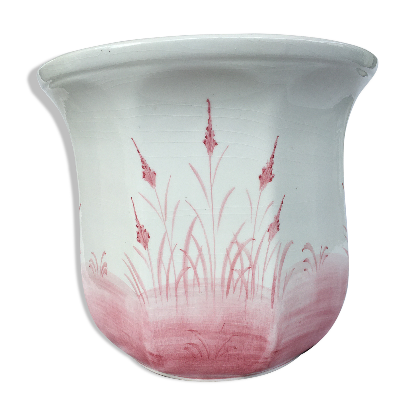 Earthenware pot cover with reed patterns