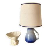 Lampe vintage en céramique bleue