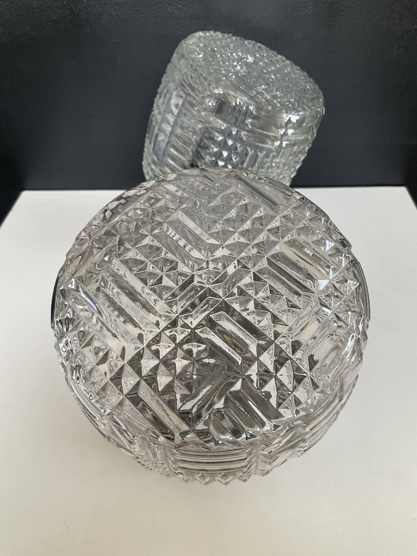 Pair of vintage moulded glass wall lights from the 70s.