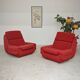 Paire de fauteuils rouge Atlantis Space Age République Tchèque 1970