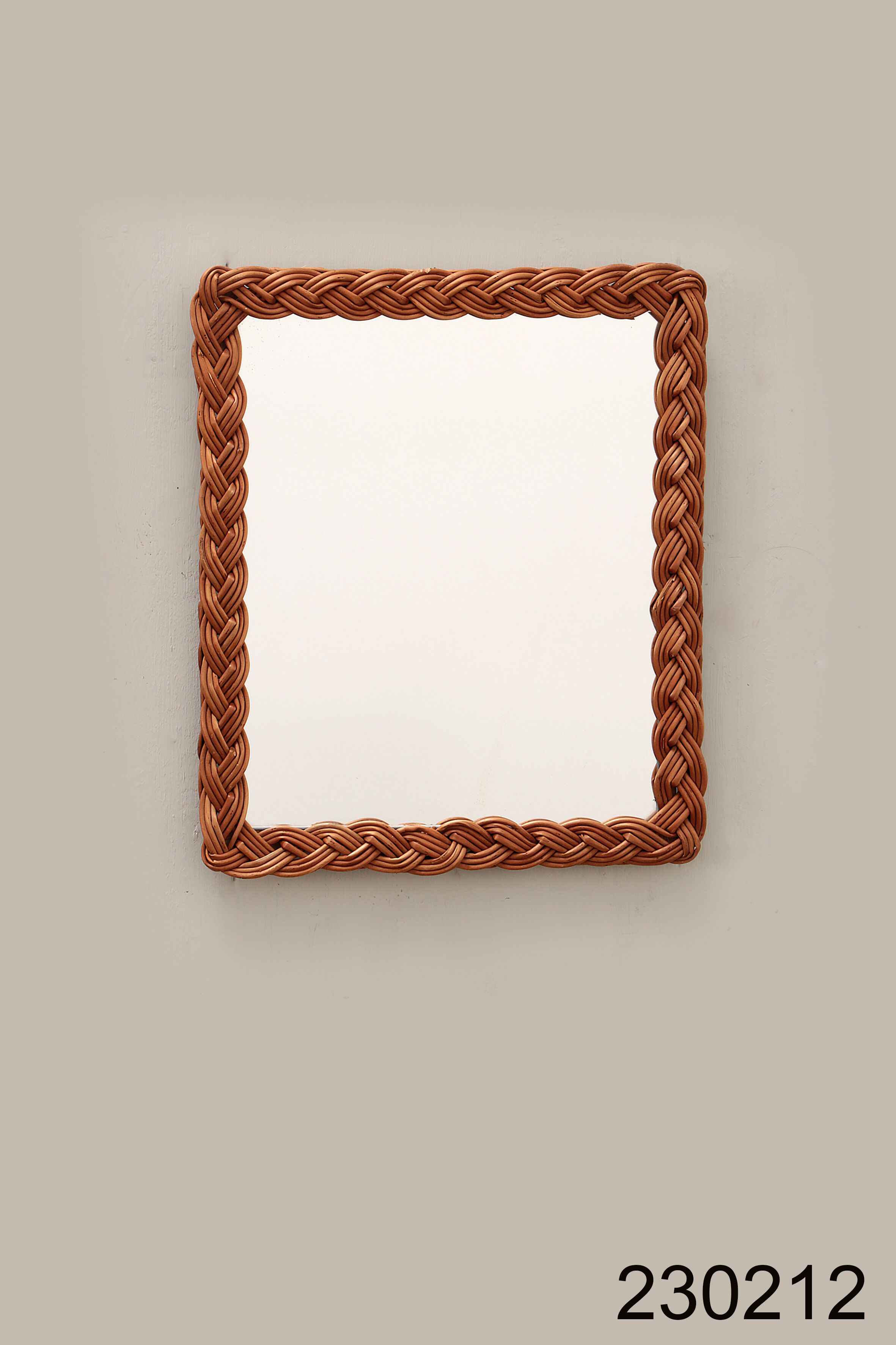 Vintage french wall mirror in rattan, 1960s