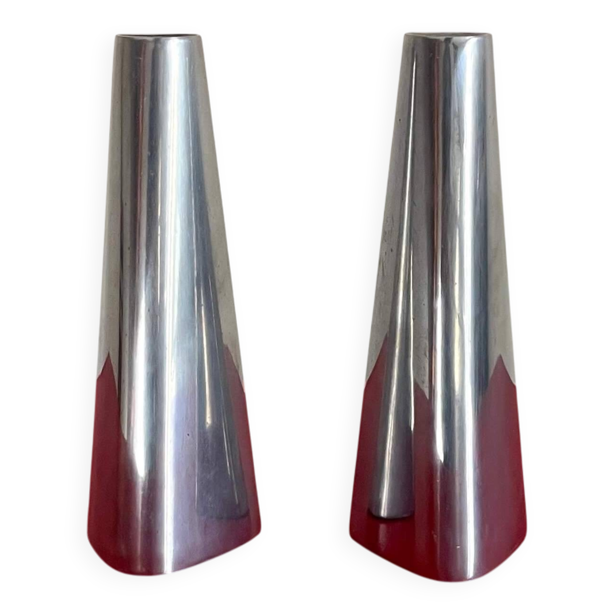 Two aluminum candlesticks