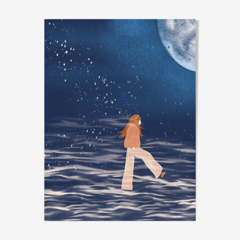 Illustration la femme et la lune