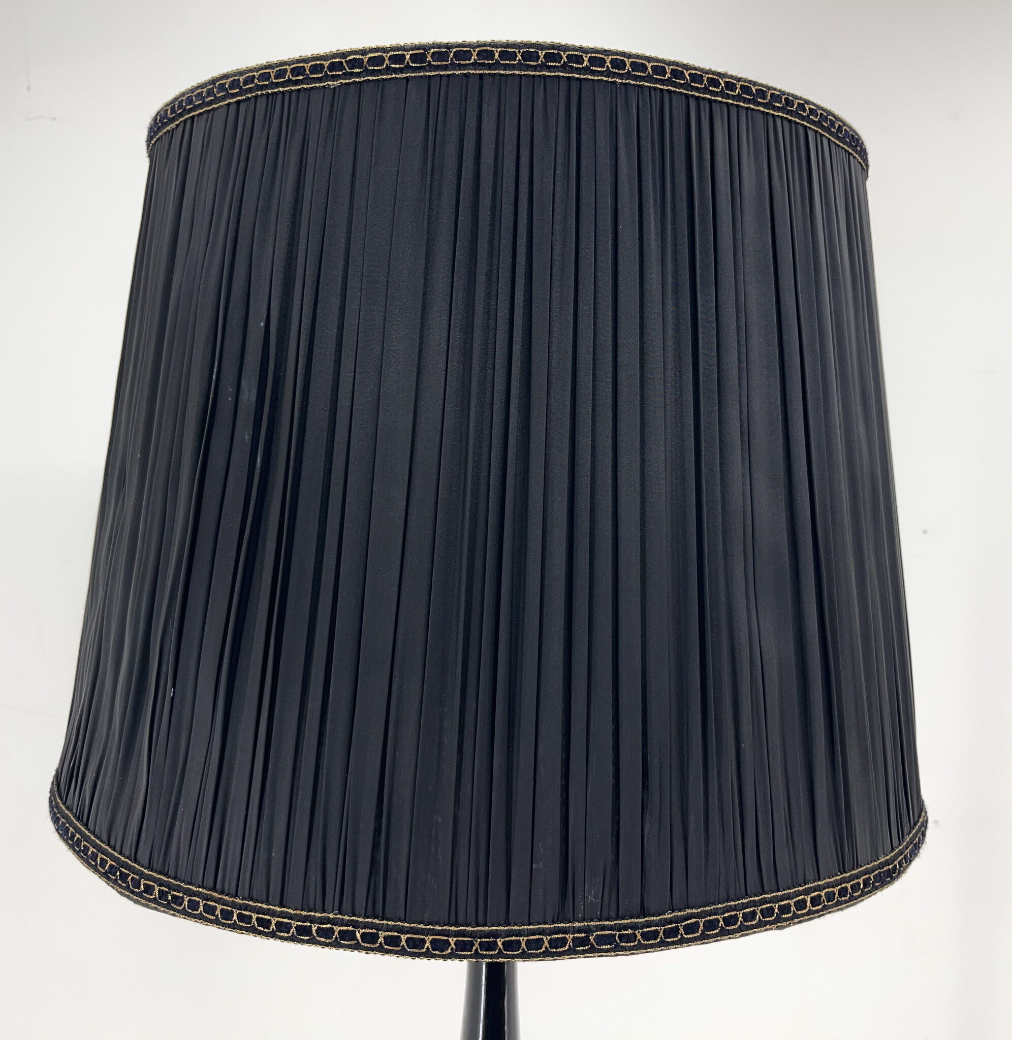 Brass, onyx & ebonized wood floor lamp, italy 1950