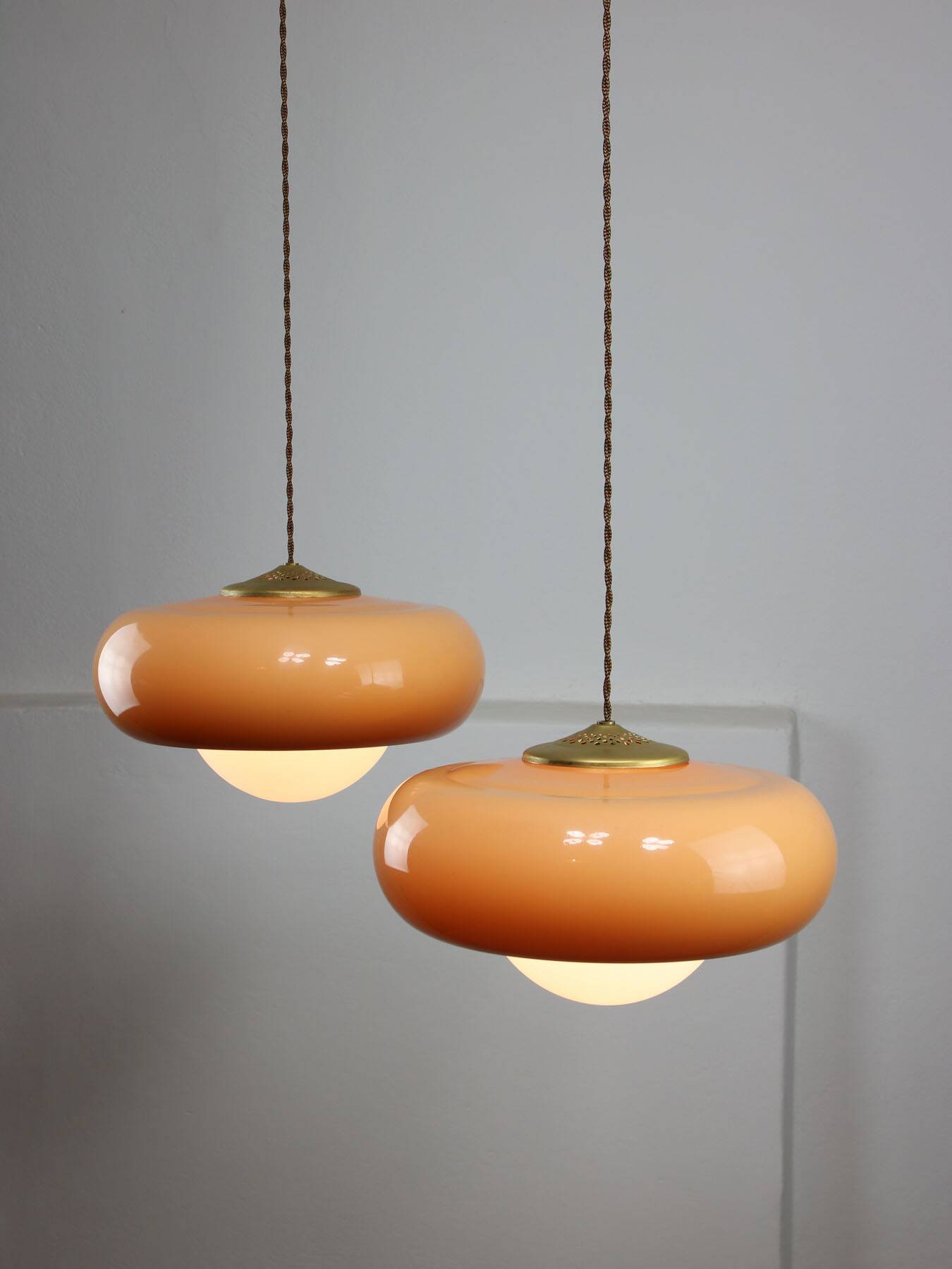 Space Age Brown Pendant Lamp from Guzzini, 1960s